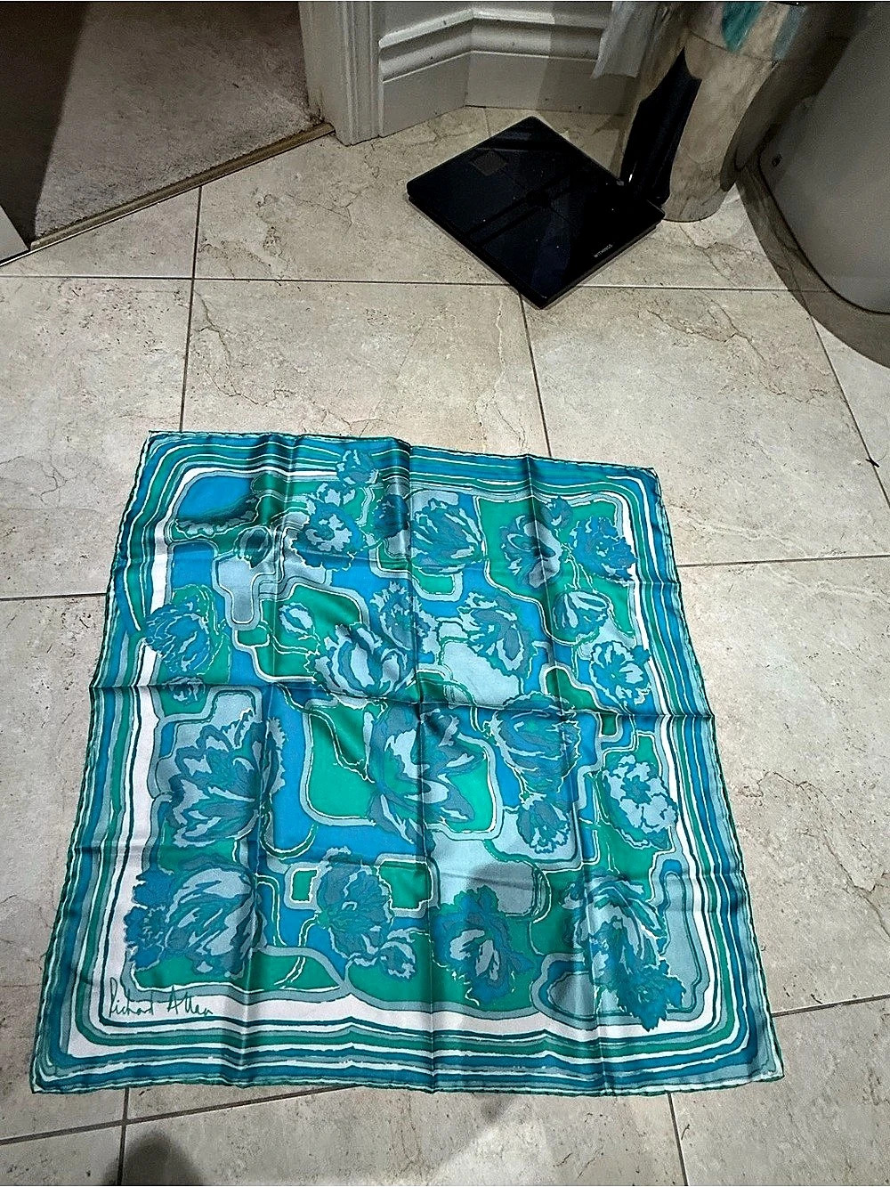 Richard Allan Floral Scarf in Green & Blue